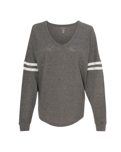 T17 Women’s Slub Jersey Varsitee V-Neck Long Sleeve T-Shirt