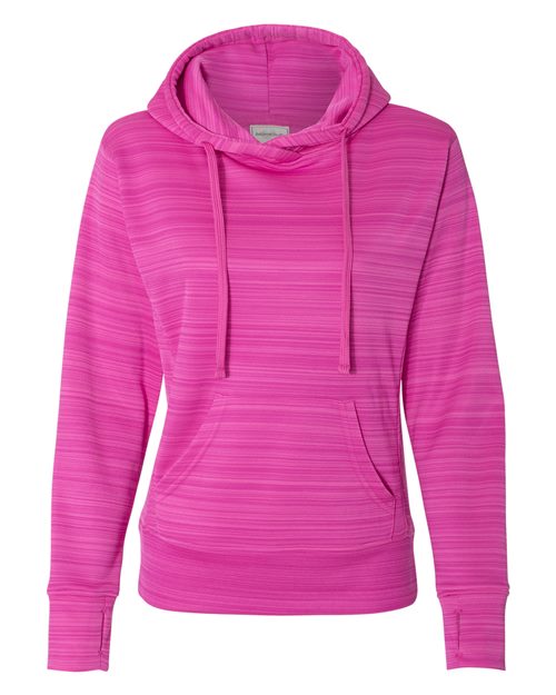 8662 Women's Odyssey Striped Performance Fleece Lapover Hooded Sweatshirt