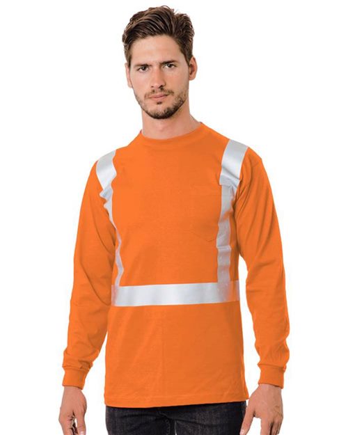 3782 Unisex USA-Made 50/50 Hi-Visibility Long Sleeve Pocket T-Shirt