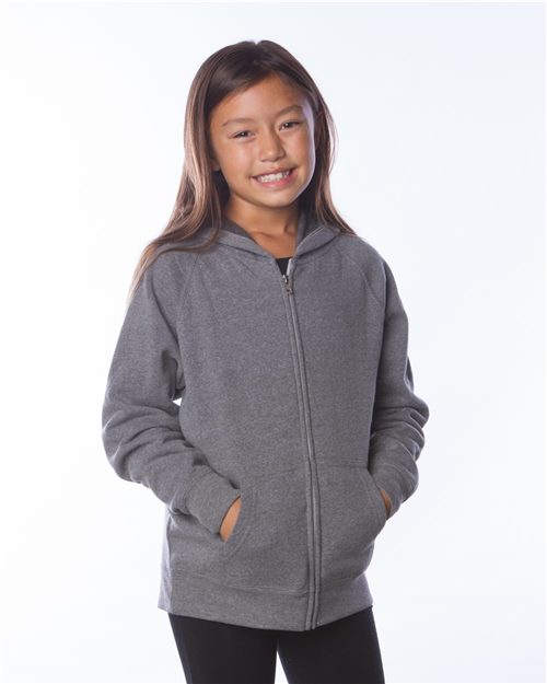 PRM15YSBZ Youth Lightweight Special Blend Raglan Zip Hood
