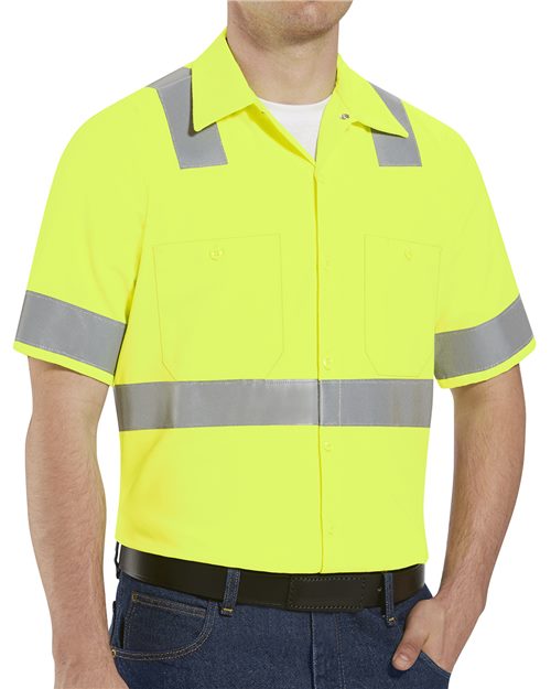 SS24HVT Men's Tall High Visibility Safety Short Sleeve Work Shirt