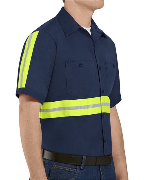 SC40E Men's Enhanced Visibility Short Sleeve Cotton Work Shirt