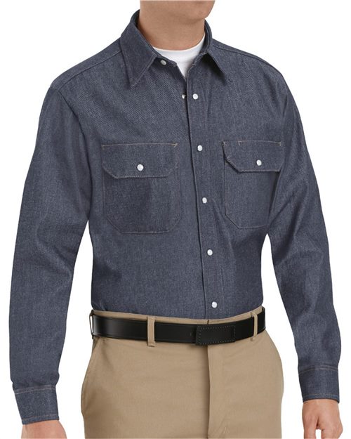 SD78T Men's Tall Deluxe Denim Long Sleeve Shirt