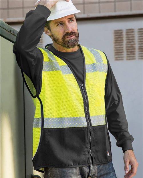 FM410 Unisex Premium Black Series FR Black Bottom Mesh Vest