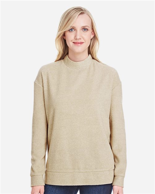 8428 Women's Weekend Terry Mock Neck Pullover