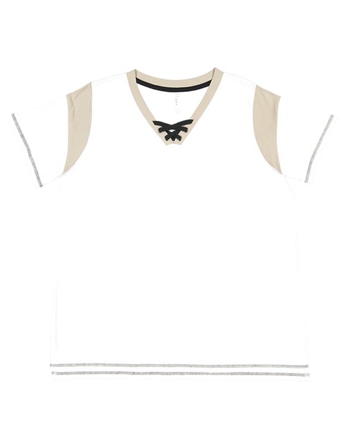 3833 Women's Curvy Lace Up Fine Jersey Tee