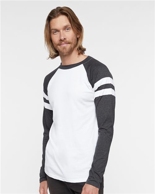 6934 Unisex Fine Jersey Mash Up Long Sleeve Tee