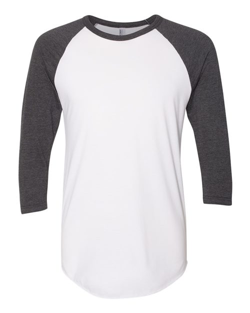 BB453US Unisex USA-Made 50/50 Poly/Cotton Raglan Three-Quarter Sleeve Tee