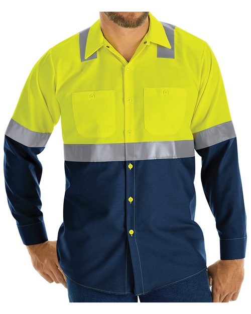 SY14T Men's Tall Enhanced & Hi-Visibility Long Sleeve Work Shirt