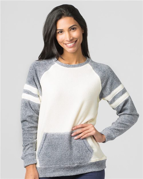 L04 Women's Cozy Contrast Fleece Crewneck Pullover
