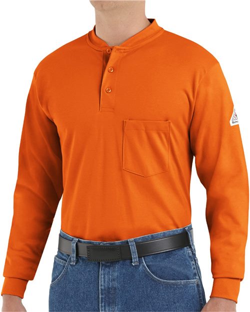 SEL2 Men's Long Sleeve Tagless Henley Shirt