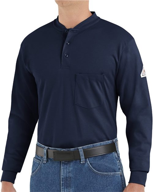 SEL2T Men's Tall Long Sleeve Tagless Henley Shirt