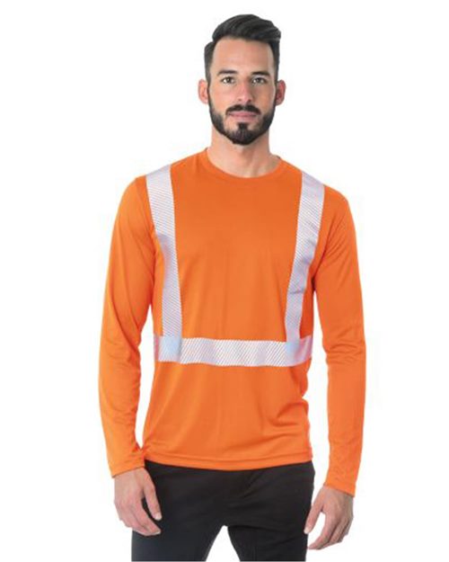 3740 Unisex USA-Made Hi-Visibility Long Sleeve Performance T-Shirt - Segmented Tape