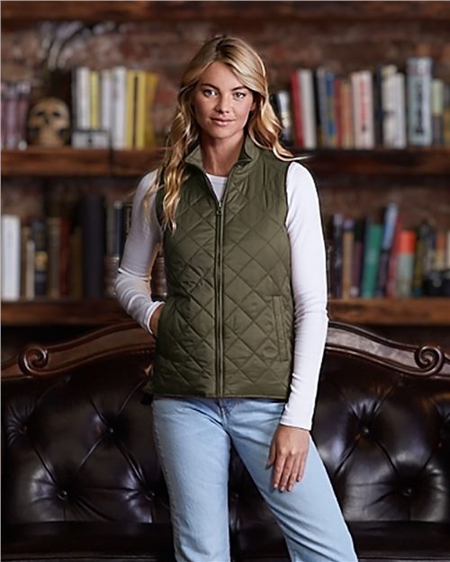 W207359 Women's Vintage Diamond Quilted Vest
