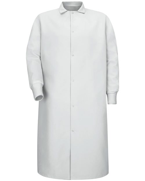KS60 Unisex Gripper-Front Pocketless Butcher Coat With Knit Cuffs