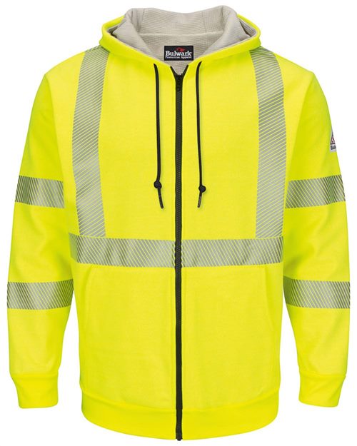 SMZ4HVT Men's Tall Hi-Visibility Zip-Front Hooded Fleece Sweatshirt with Waffle Lining