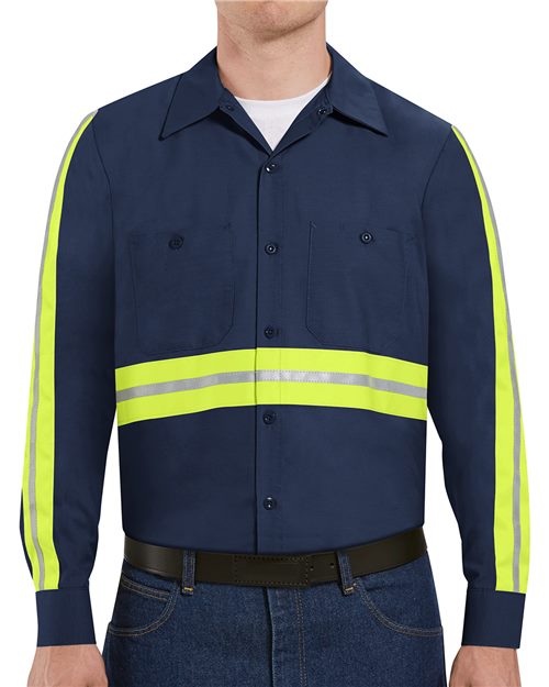 SP14ET Men's Tall Industrial Enhanced-Visibility Long Sleeve Work Shirt