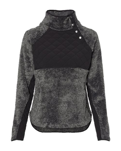 FZ06 Women's Quilted Fuzzy Fleece Snap Placket Pullover