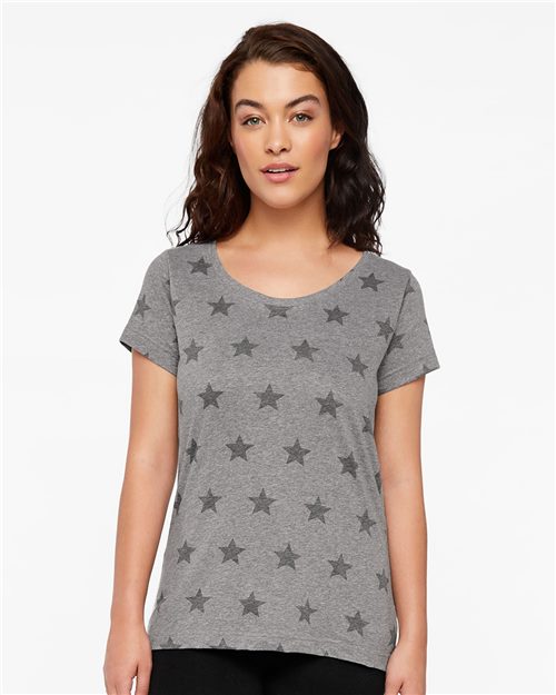 3629 Women's Star Print Scoop Neck Tee