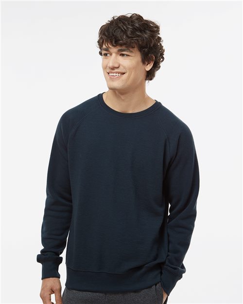 8707 Men's Ripple Fleece Raglan Crewneck Sweatshirt