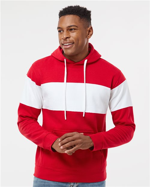 8644 Men's Varsity Fleece Colorblocked Hooded Sweatshirt