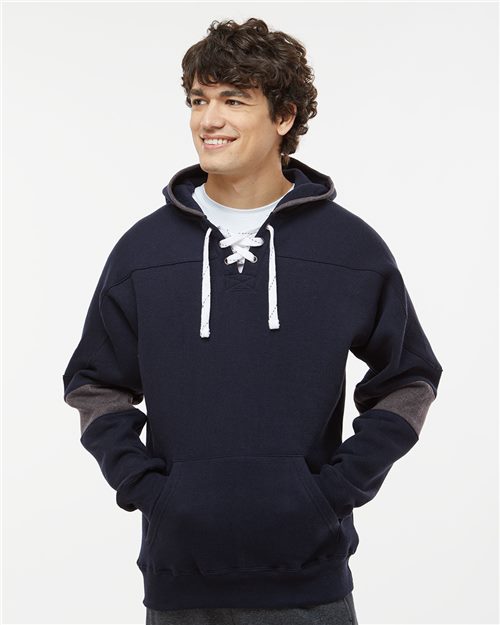 8832 Men's Sport Lace Colorblocked Fleece Hooded Sweatshirt