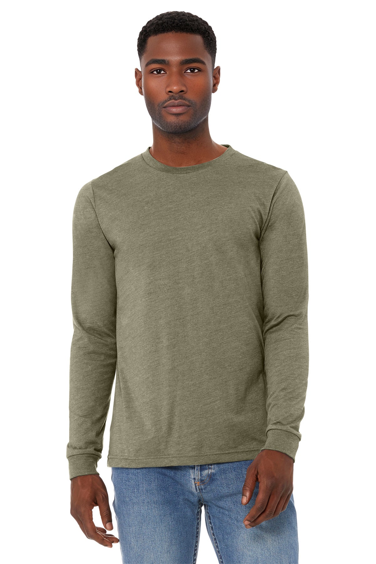 BC3501CVC_heatherolive_model_front.jpg