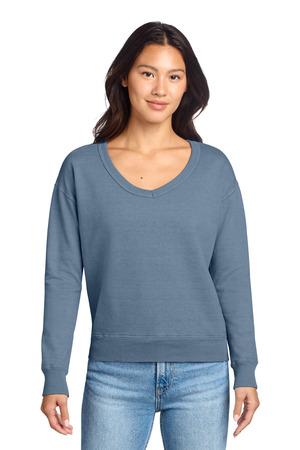 LPC098V Women's Beach Wash Garment-Dyed V-Neck Sweatshirt