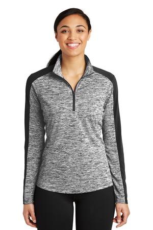 LST397 Women's PosiCharge Electric Heather Colorblock 1/4-Zip Pullover