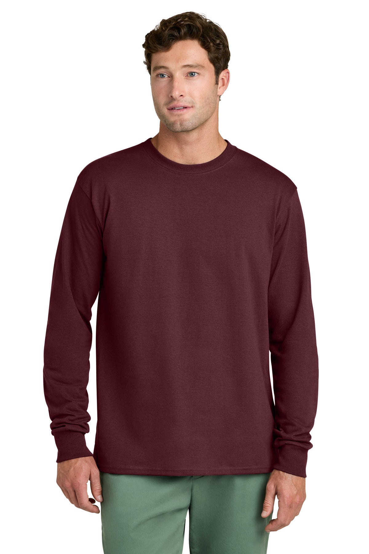 PC54LS_athleticmaroon_model_front.jpg