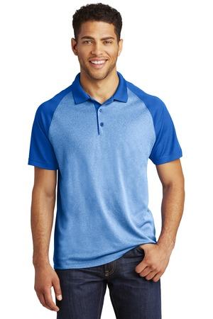 ST641 PosiCharge RacerMesh Raglan Heather Block Polo