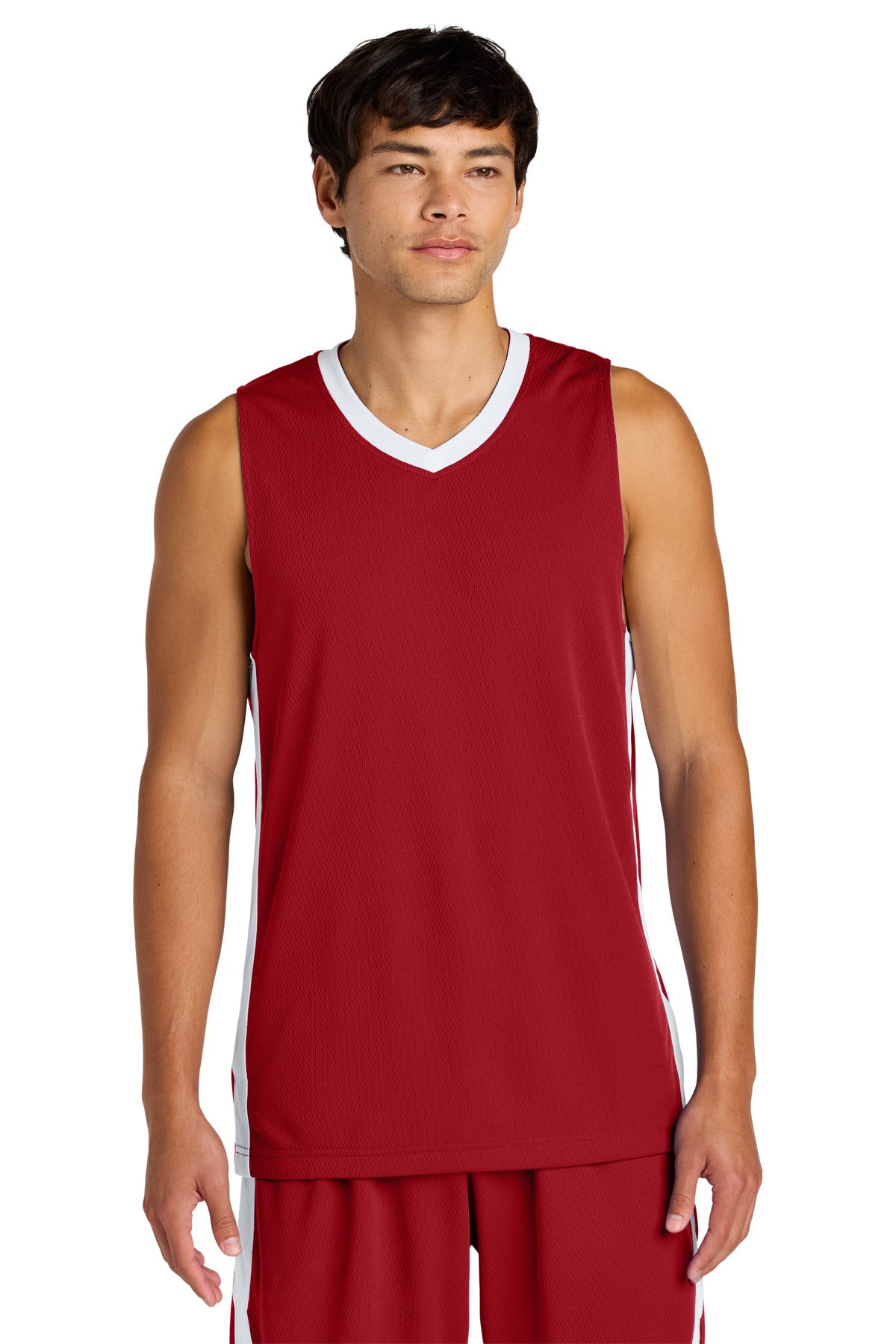 ST900_deepredwhite_model_front.jpg