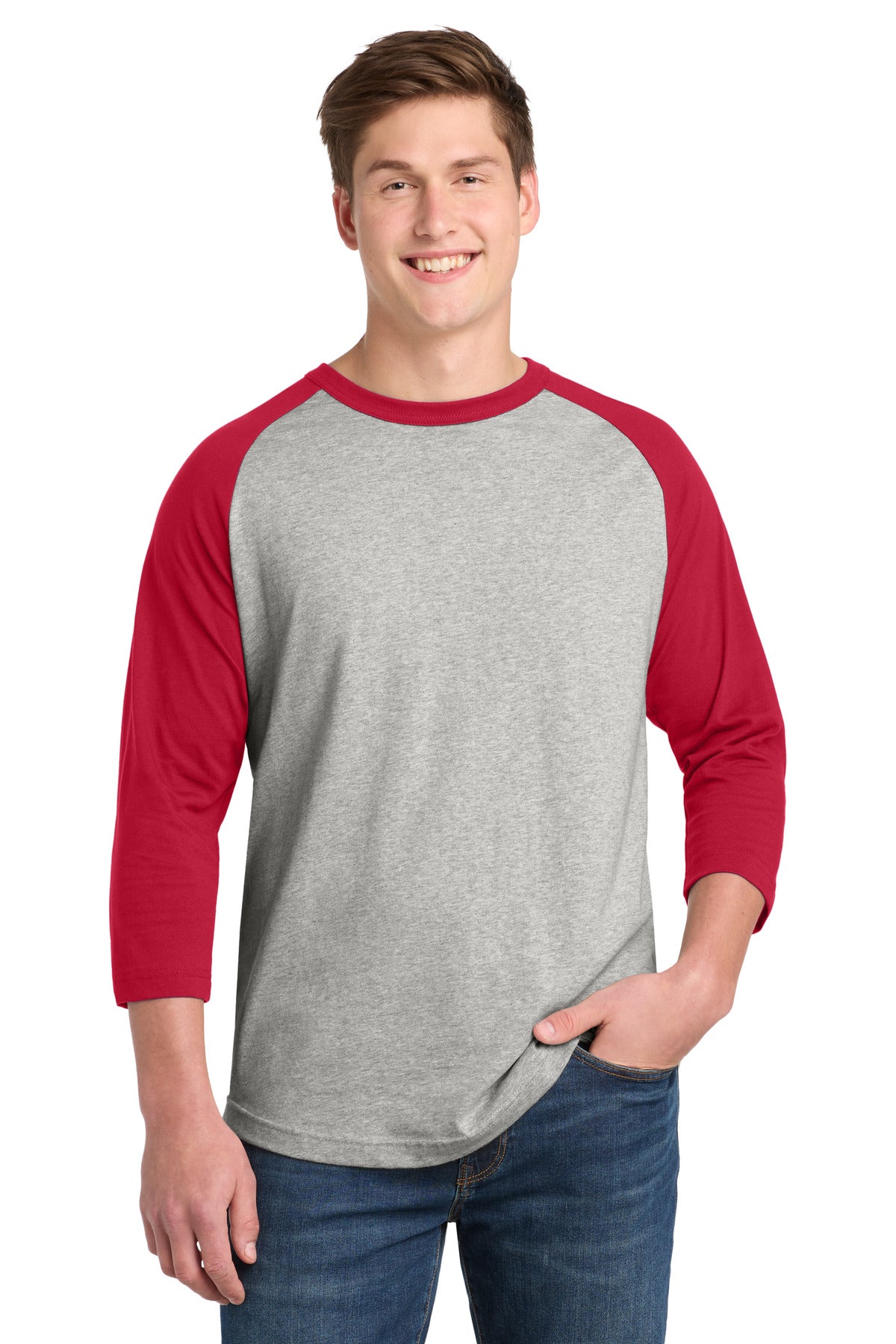 T200_heathergreyred_model_front.jpg