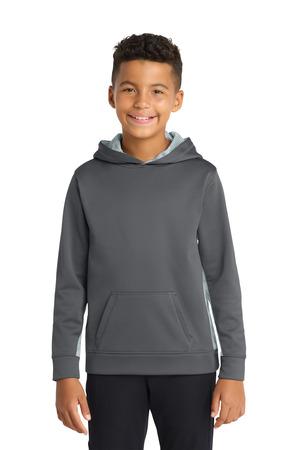 YST239 Youth Sport-Wick CamoHex Fleece Colorblock Hooded Pullover